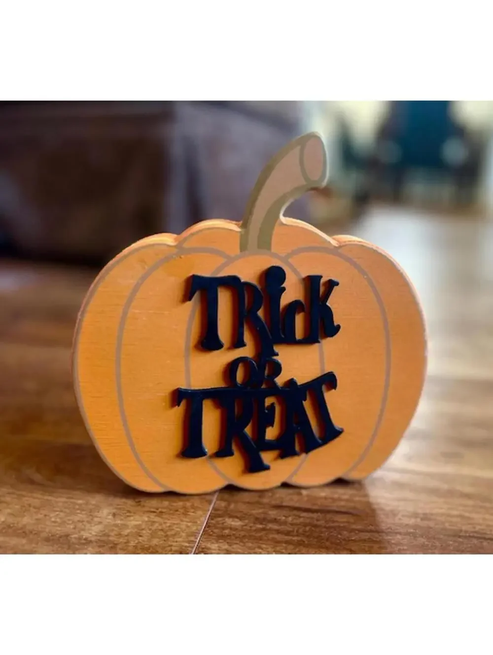 Handcrafted Wooden Pumpkin Trick or Treat Sign
